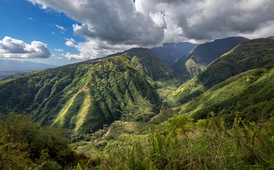 Scenic lookout from Waihee ridge trail on west Maui mountains