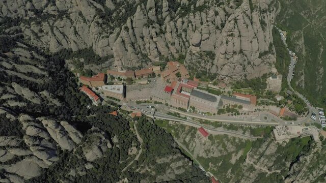 Montserrat monastery in Spain mountains, nature and historical buildings near Barselona