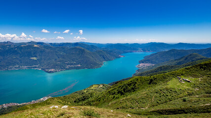 Obraz premium Beautiful view on lake Lago Maggiore and Cannobio from Monte Gridone