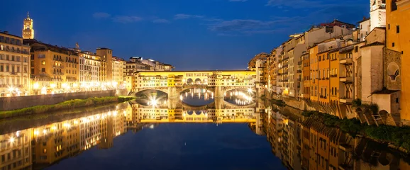 Acrylic prints Ponte Vecchio ponte Vecchio on river Arno at night, Florence, Italy