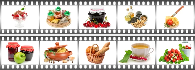 Deurstickers Set diverse food in photo frame isolated on white. Big size. © Serghei V