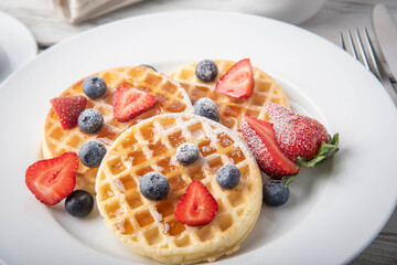 breakfast waffle image with coffee