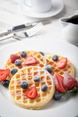 breakfast waffle image with coffee