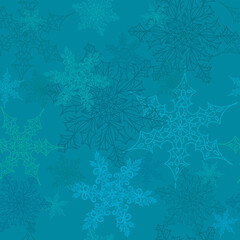 Snowflakes pattern. Openwork snowflakes seamless pattern on a blue background.