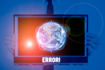 Word writing text Error. Business photo showcasing state or condition of being wrong in conduct...