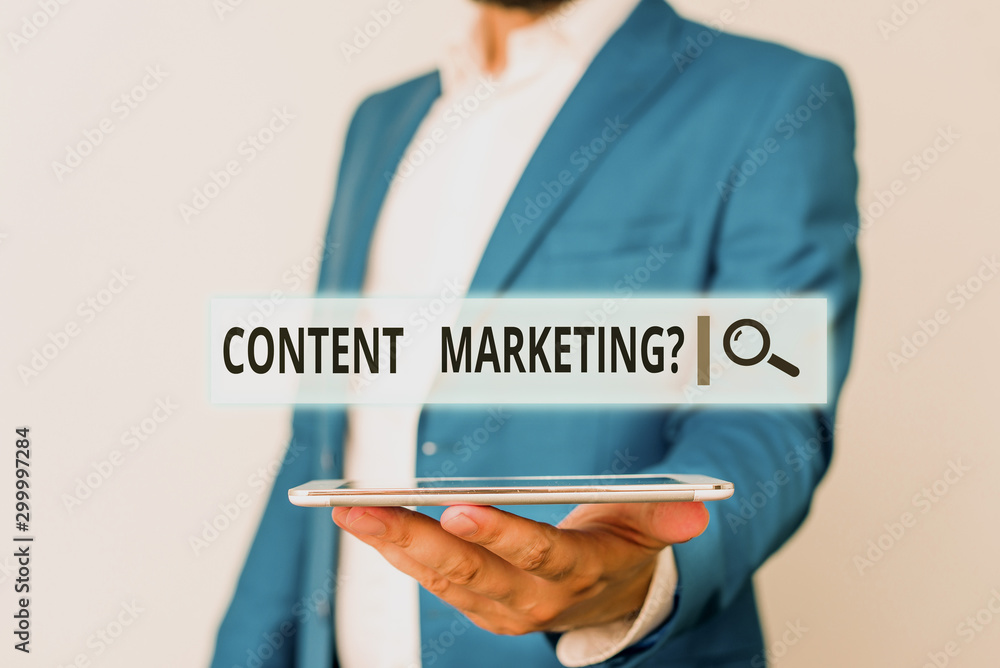 Poster conceptual hand writing showing content marketing question. concept meaning involves creation and sh