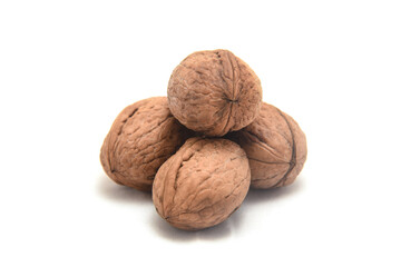 walnut on a white background in a shell