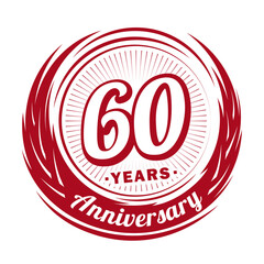 Sixty years anniversary celebration logotype. 60th anniversary logo. Vector and illustration.