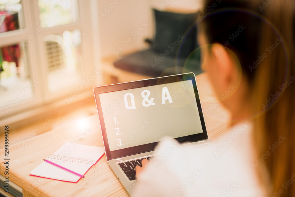 Aufkleber word writing text q and a. business photo showcasing defined as questions being asked and answers wo