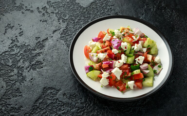 Turkish Shepards Salad with cucumber, tomato, red onion, pepper, parsley and Feta cheese