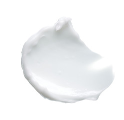 White texture and smear of face cream or white acrylic paint isolated on white background