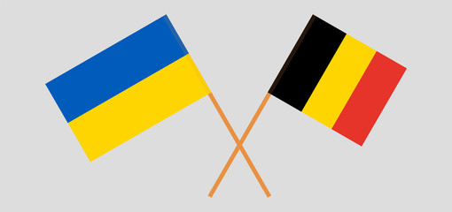 Crossed flags of the Ukraine and Belgium