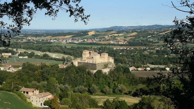 Torrechiara castle, Italy, view from the hill