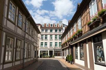 Fototapeta na wymiar Historic Alley at the Historic City Centre of Schwerin, Mecklenburg-Vorpommern, Germany