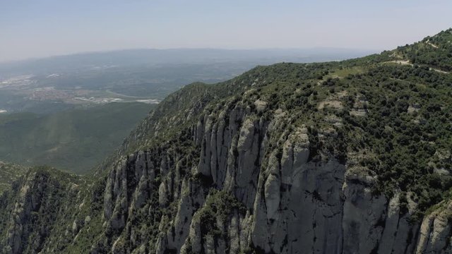 Montserrat Mountains in Spain near Barselona city Drone shot