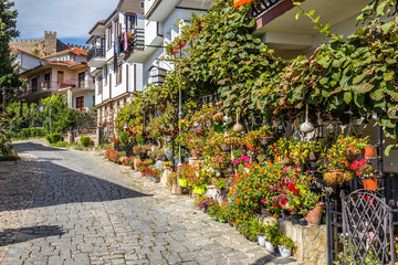 Fototapeta na wymiar Fortress And Traditional Houses - Ohrid, Macedonia