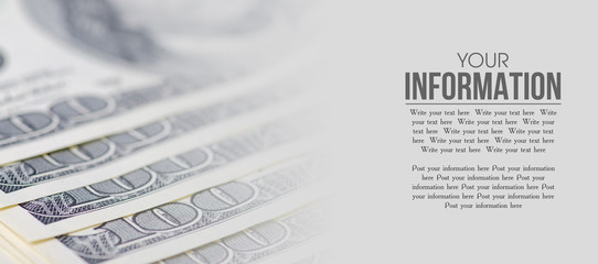 Naklejka premium Dollars money cash finance macro blur background, space for text