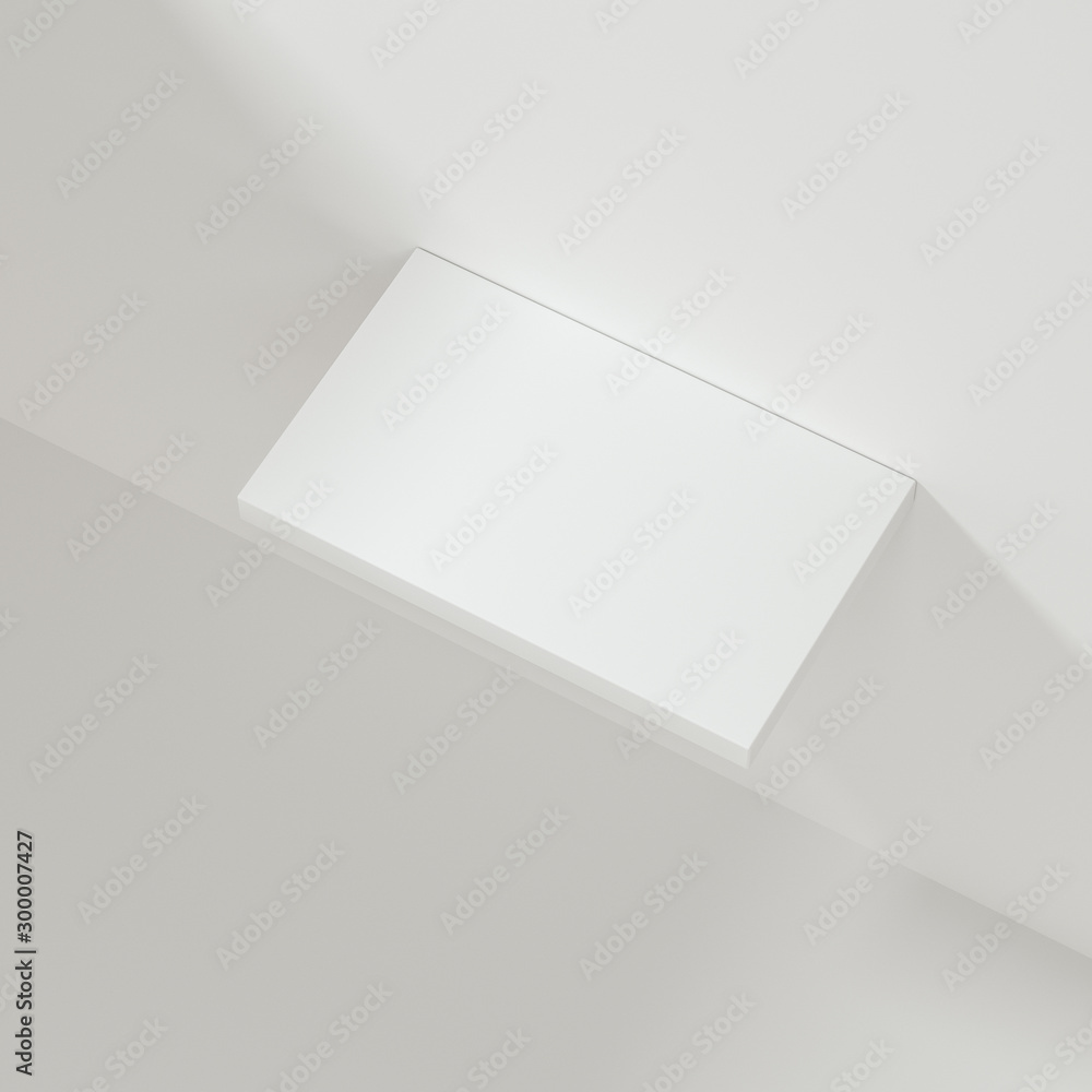 Poster white empty cube shelf in the empty room, 3d rendering.