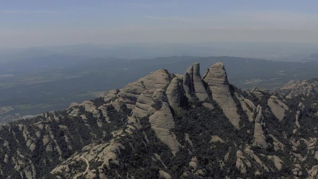 Montserrat Mountains in Spain near Barselona city Drone shot