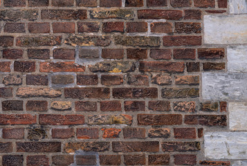 Old dirty grungy  white and red brick  wall for background. Background with Old Vintage Dirty Brick Wall.