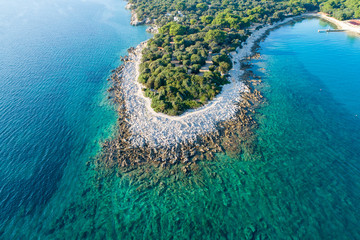 Aerial view of sea and beach in a lagoon on Cres ( isola Cherso )  Island Croatia, close to Punta...