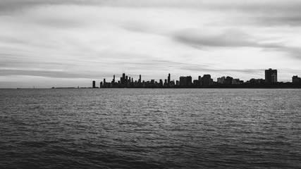 Chicago Skyline from Montrose Point over Lake Michigan