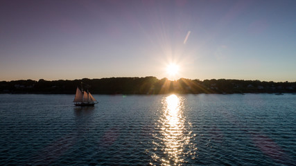 Harpswell Maine USA - Sailing the atlantic at sunset