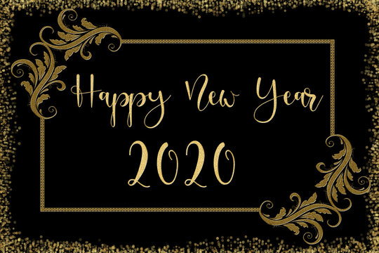 Silvester - Happy New Year 2020 - Gold - Frame Bokeh klein