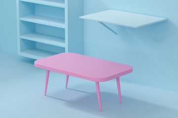 Model of furniture in the living room, 3d rendering.