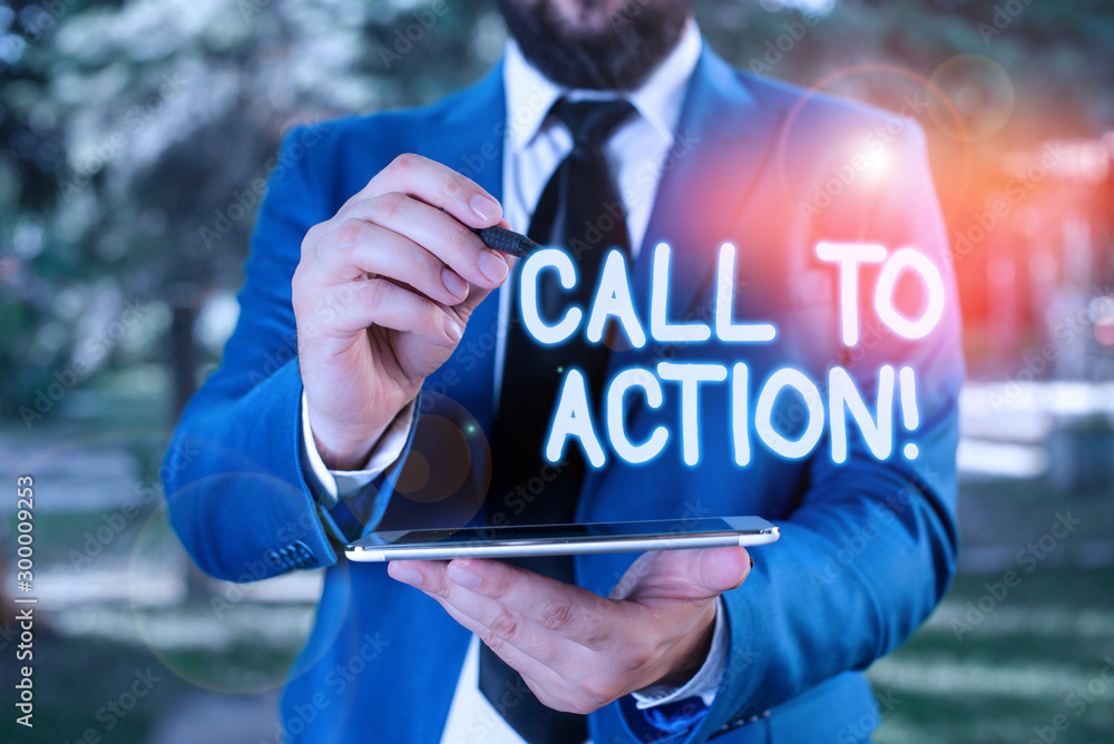 Poster conceptual hand writing showing call to action. concept meaning exhortation do something in order ac