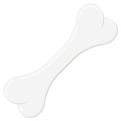 Cartoon white dog or human bone icon template isolated on white background.