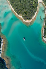 Aerial view of sea and beach in a lagoon on Cres ( isola Cherso )  Island Croatia, close to Punta...