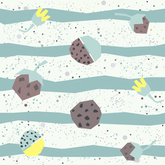 Seamless Pattern with plants and strawberry