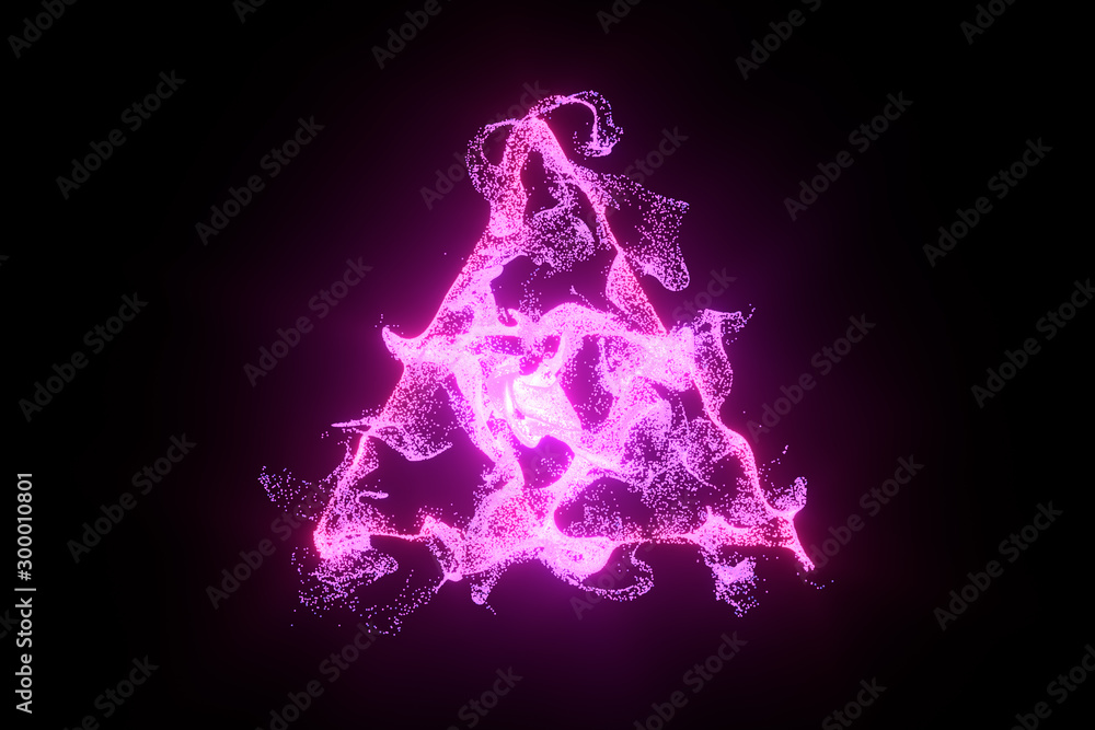 Poster abstract glowing particles with brilliant light, 3d rendering.