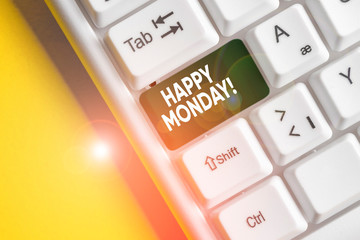 Conceptual hand writing showing Happy Monday. Concept meaning telling that demonstrating order to...