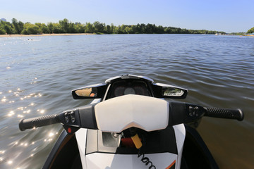 Jet ski POV view on the water