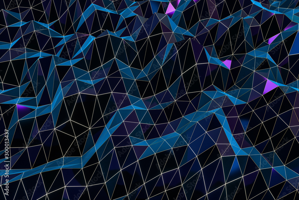 Poster triangle surface plane with structure lines, 3d rendering.