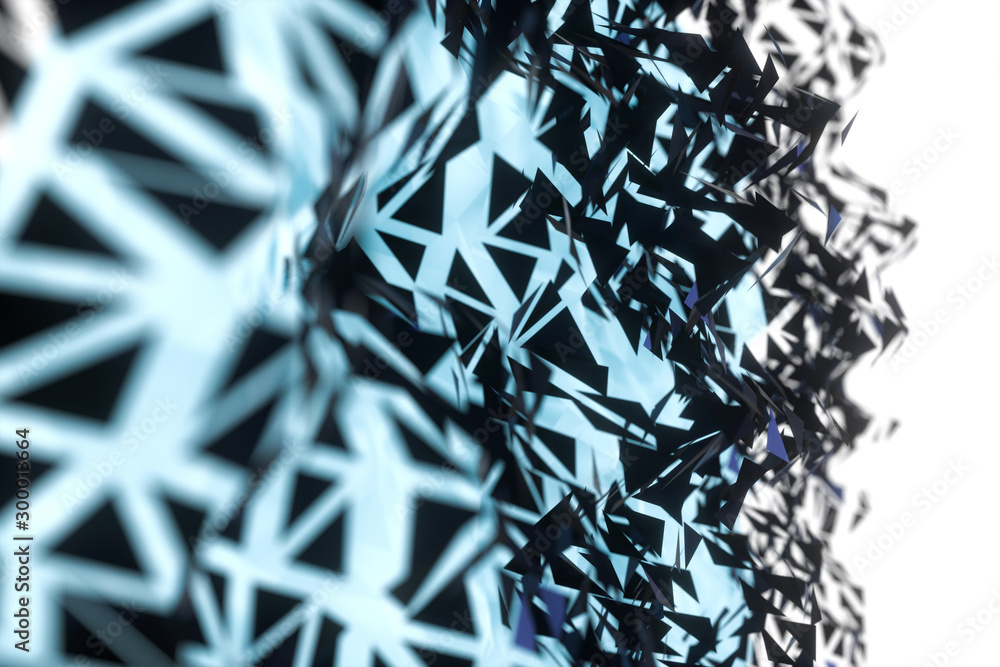 Poster triangle surface plane with structure lines, 3d rendering.