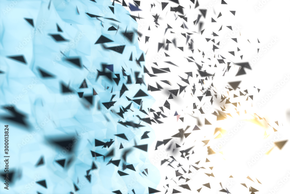 Poster triangle surface plane with structure lines, 3d rendering.