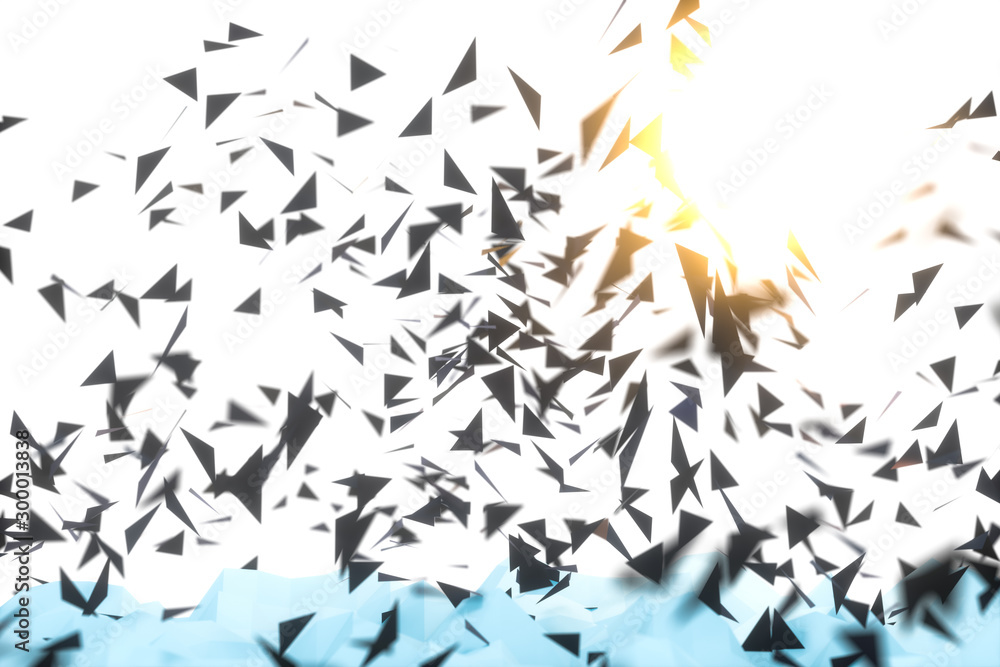 Poster triangle surface plane with structure lines, 3d rendering.