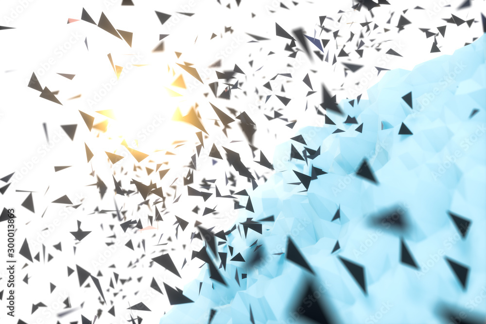 Poster triangle surface plane with structure lines, 3d rendering.