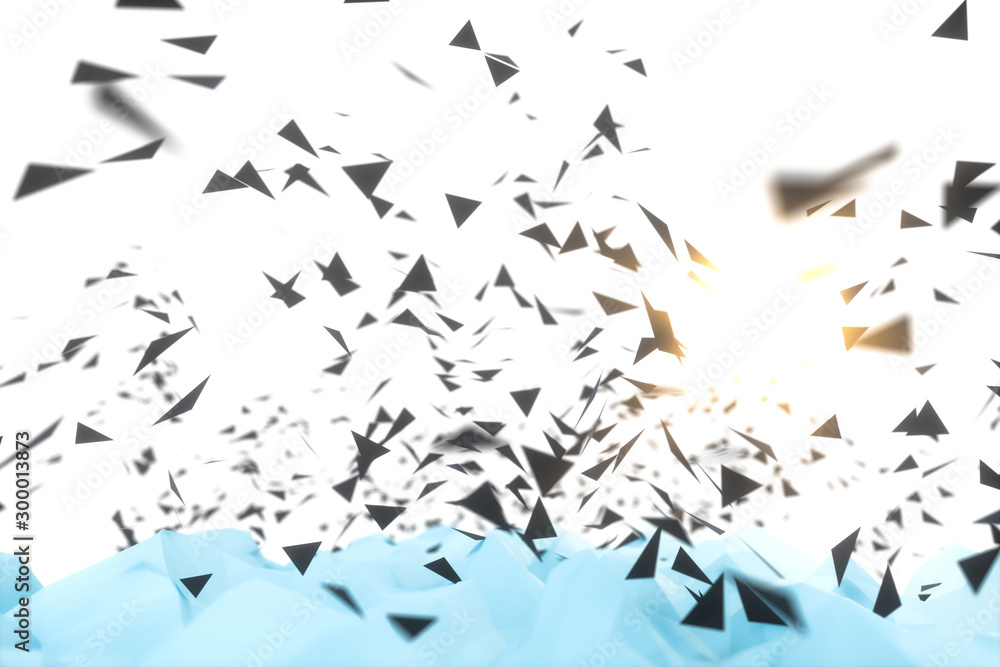 Poster triangle surface plane with structure lines, 3d rendering.