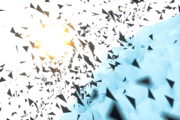 Triangle surface plane with structure lines, 3d rendering.