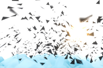 Triangle surface plane with structure lines, 3d rendering.