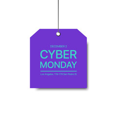 Cyber Monday sale. Blue and violet label on the white background.