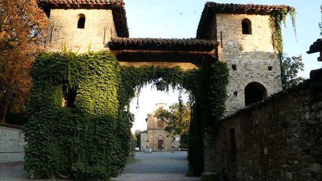 Grazzano Visconti, Italy, view of Saints Cosmas and Damian church