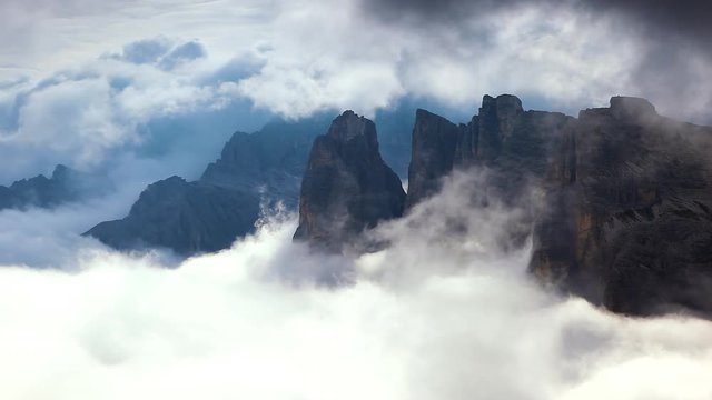 View of the National park Tre Cime di Lavaredo. Dolomiti alps, Tyrol, Italy.
