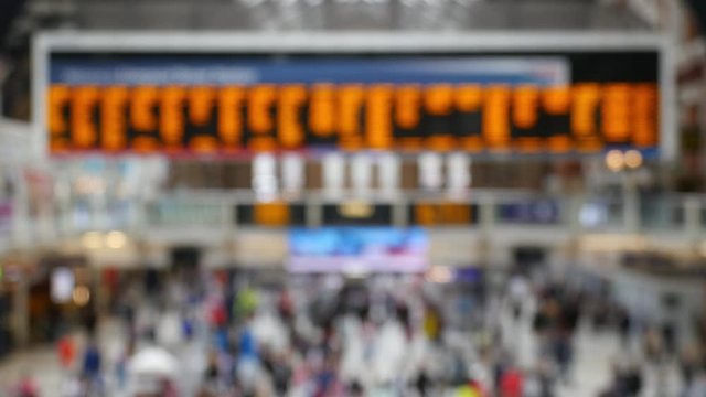 Busy Train Station People Travelling 4K