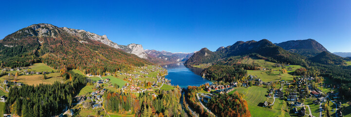 Grundlsee panorama in the famous Salzkammergut in Austria