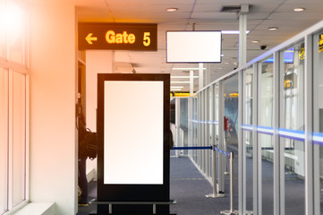 blank advertising billboard at airport background large LCD advertisement